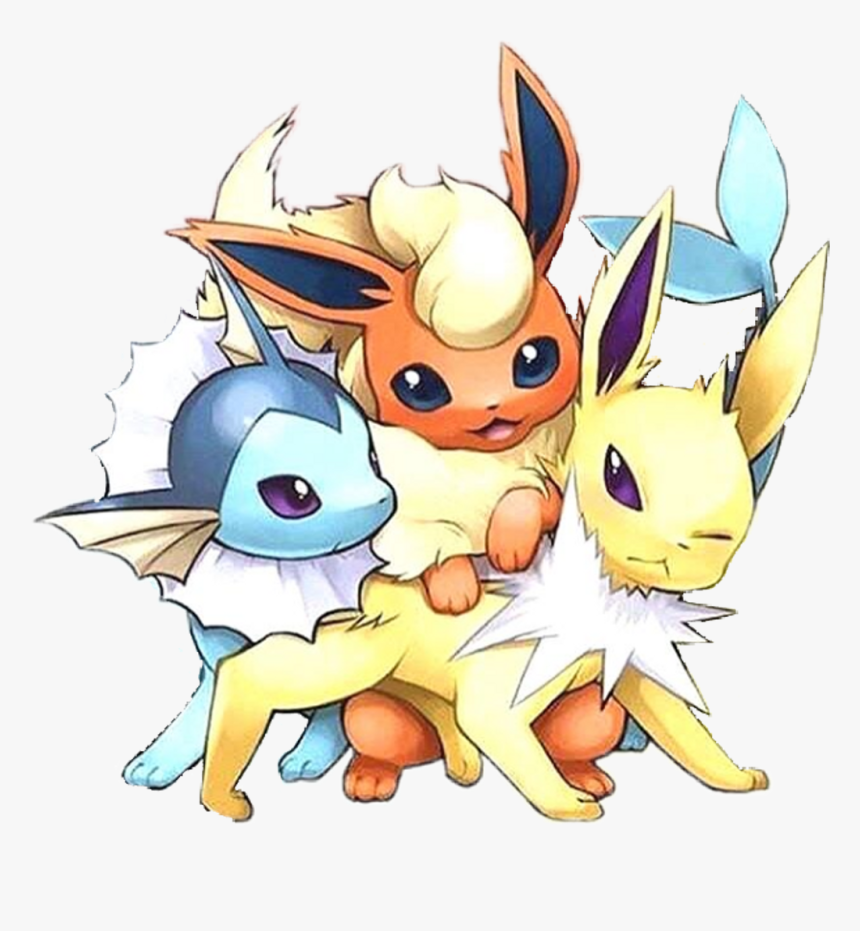 #pokemon #flareon #vaporeon #jolteon - Pokemon Vaporeon Flareon And Jolteon, HD Png Download