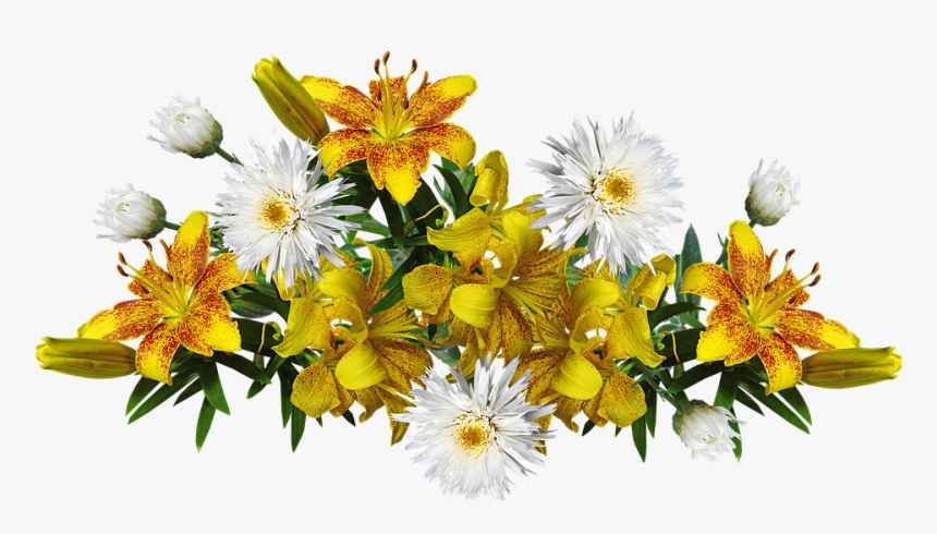 Flowers, Yellow, Fragrant, Lilies, Daisies, Arrangement - Png Yellow Lily, Transparent Png
