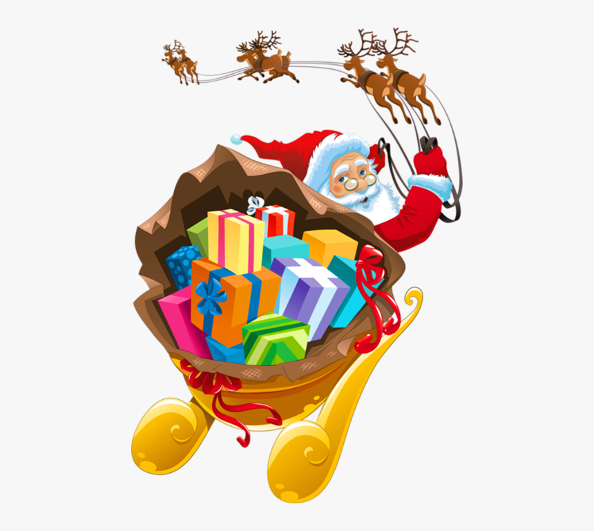 Santa Sleigh Png Transparent - Santa Claus On Sleigh Png, Png Download