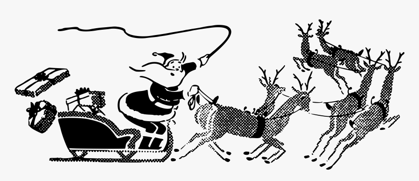 Santa And Sleigh Clip Arts - Sanie Mos Craciun Png, Transparent Png