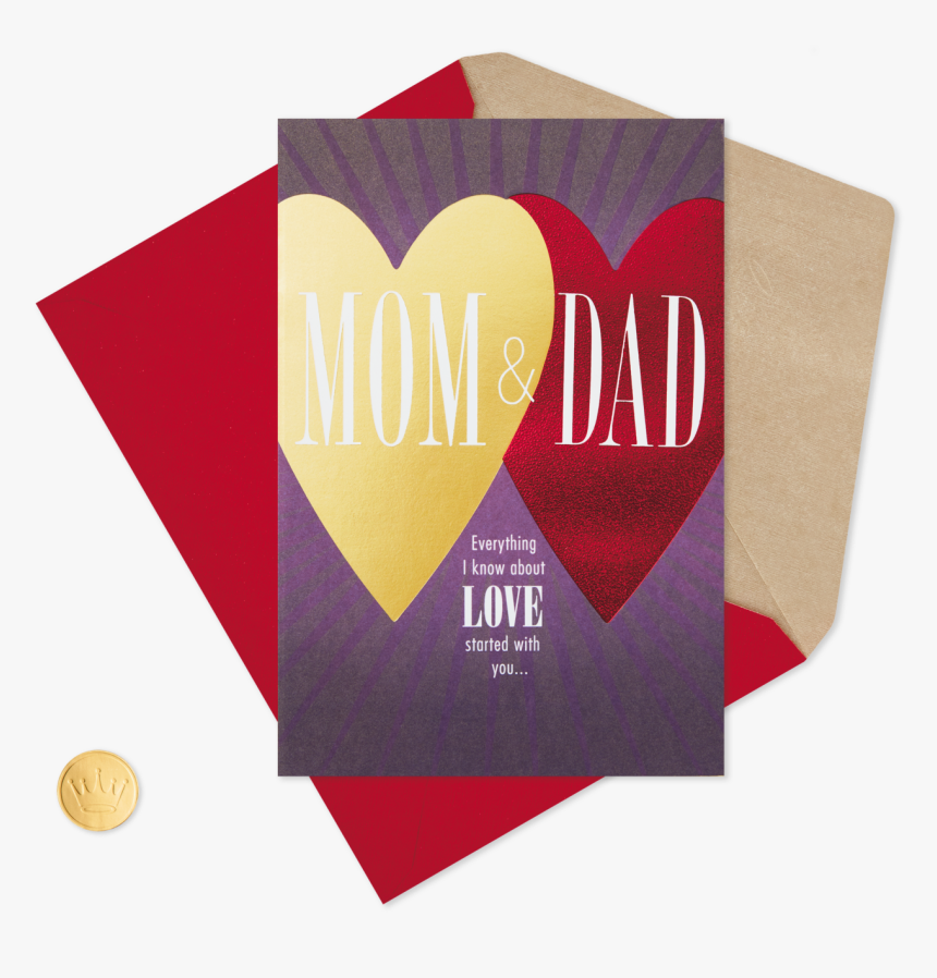 Dad You Two Are My Heart Valentine S Day Card For Mom - Construction Paper, HD Png Download