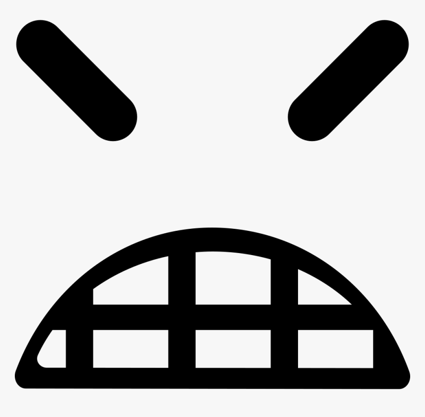 Angry Emoticon Square Face With Closed Eyes - Angry Smiley Clip Art Black And White, HD Png Download