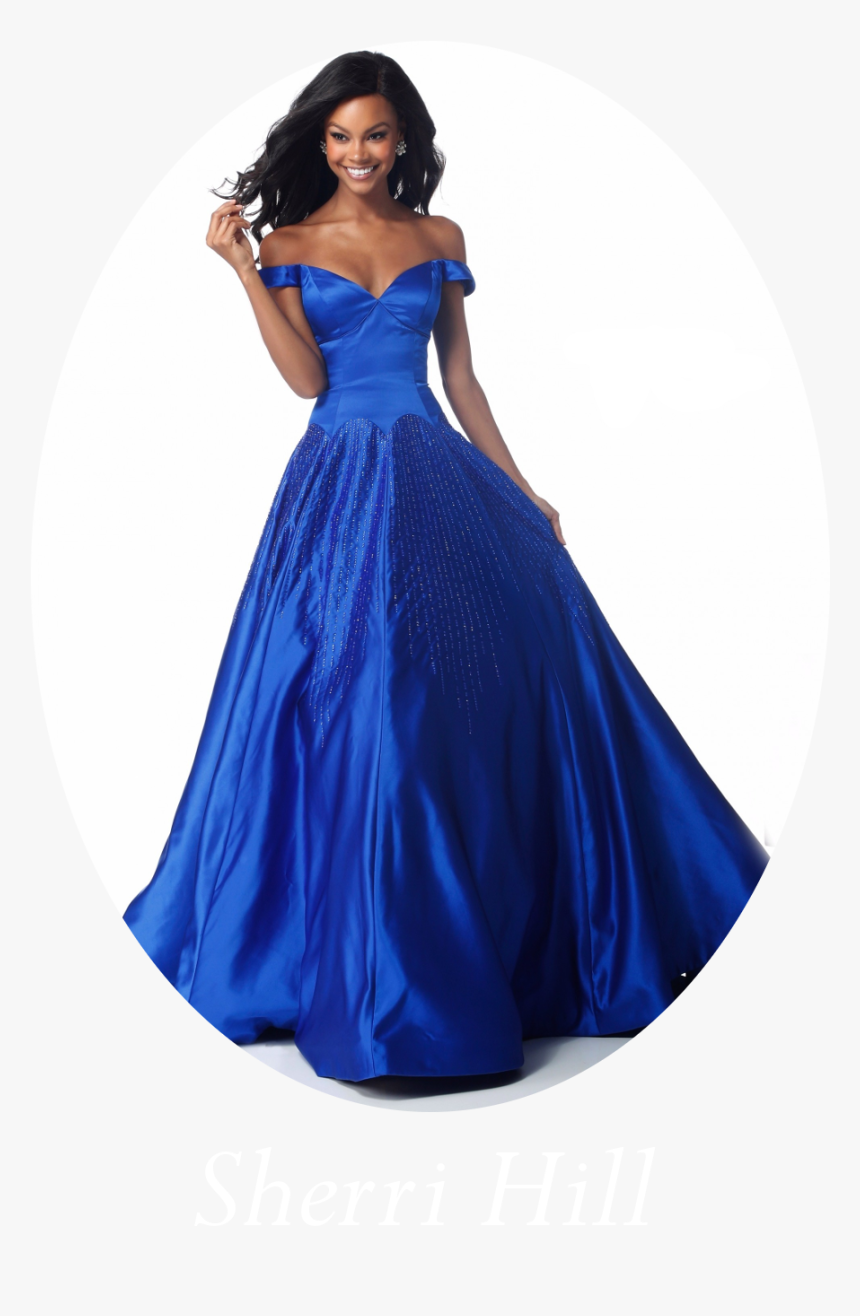 Sherri Hill Blue Off The Shoulder Prom Dress , Png - Royal Blue Sherri Hill Prom Dresses, Transparent Png