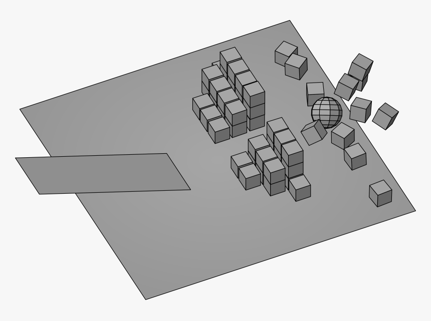 3d Ball Hitting A Pile Of Boxes Clip Arts - Architecture, HD Png Download