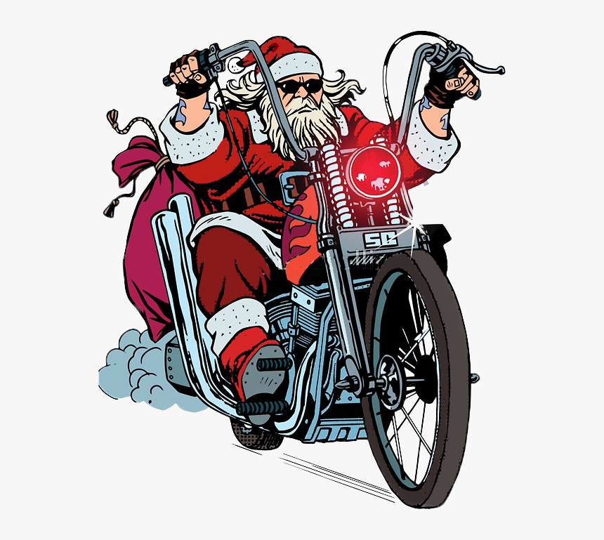 Santa On A Motorcycle, HD Png Download
