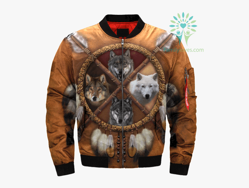 4 Wolves Dream Catcher Native Over Print Bomber Jacket - Jacket Nba, HD Png Download