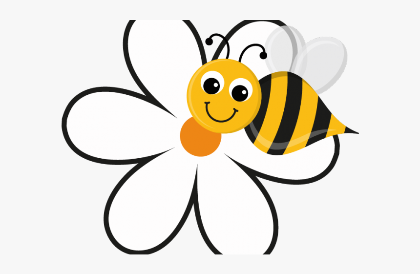Cartoon Bee On Flower, HD Png Download