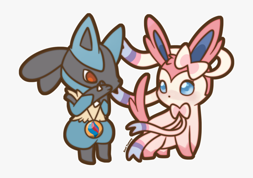 Picture Free Stock Commission Chibi And Lucario By - Pokemon Lucario And Sylveon, HD Png Download