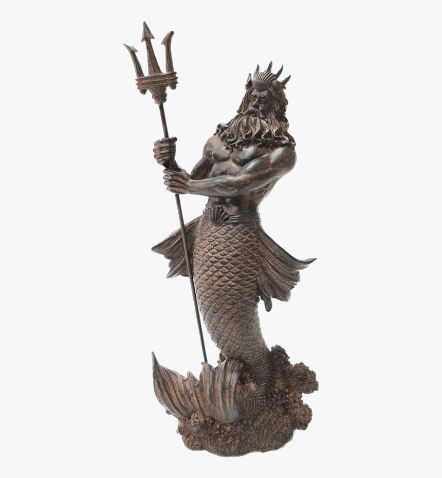 Antiqued Poseidon Statue - Poseidon Statue, HD Png Download