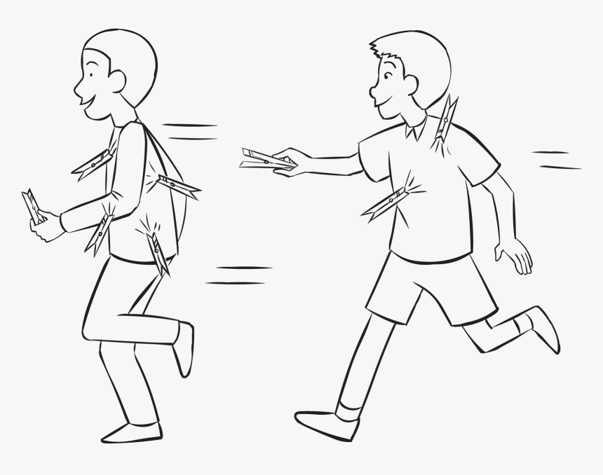 Two Men Running Around In Tag And Pe Game Called Clothes-peg - Clothes Peg Game, HD Png Download