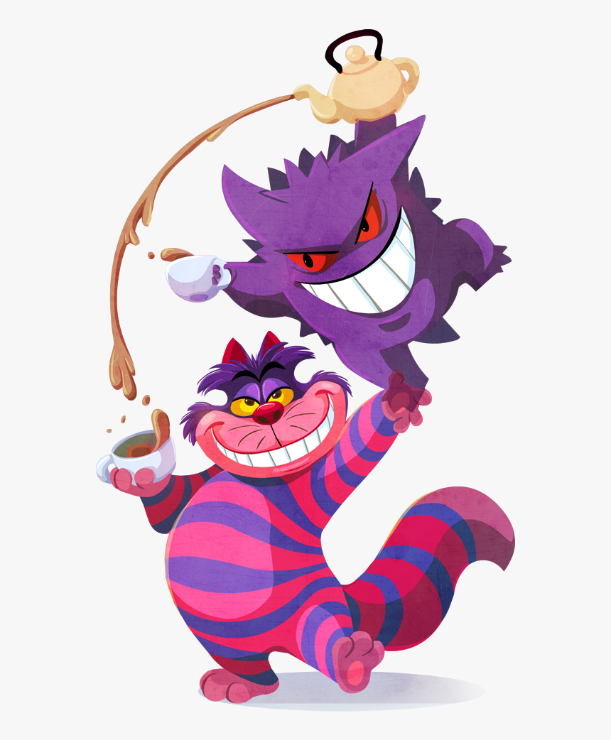 Cheshire Cat And Gengar Drawn By Kuitsuku - Disney And Pokemon, HD Png Download