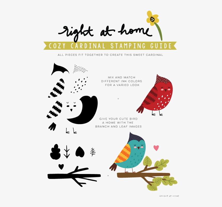 Cozy Cardinal Stamping Guide - Right At Home Seasonal Wreath Dies, HD Png Download
