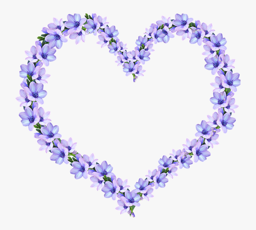 Frame, Purple, Flowers, Design - Purple Flower Heart Transparent, HD Png Download