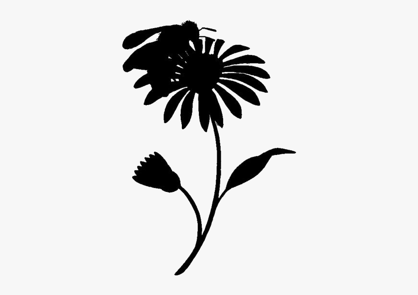 Flowers And Bees Png Transparent Images - Silhouette, Png Download