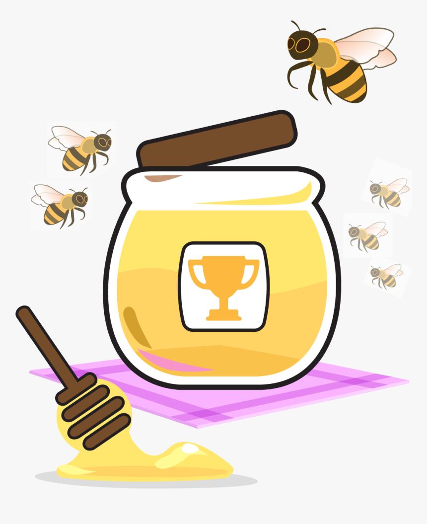 Bees And Honey Jar - Honey Jar Clip Art, HD Png Download