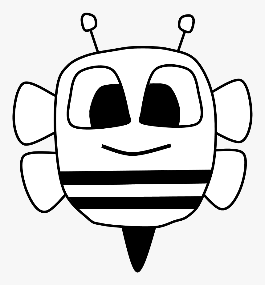 Bee, Big Eyes, Black And White, Cartoon Animal - Cartoon, HD Png Download