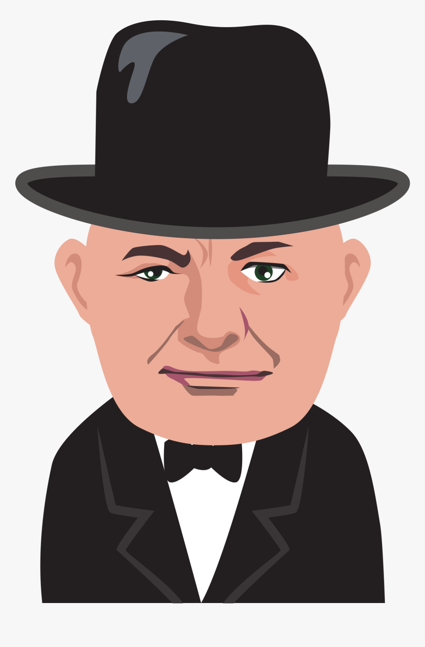 Head,fashion Accessory,fedora - Cartoon Images Of Winston Churchill, HD Png Download