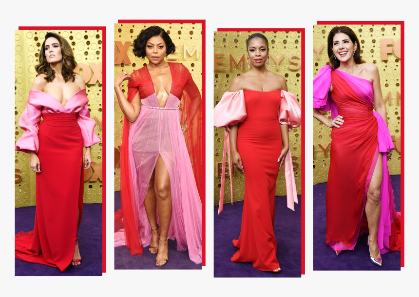 Redandpink Color Blocking Makes An Unlikely Comeback - Pink And Red Emmys, HD Png Download