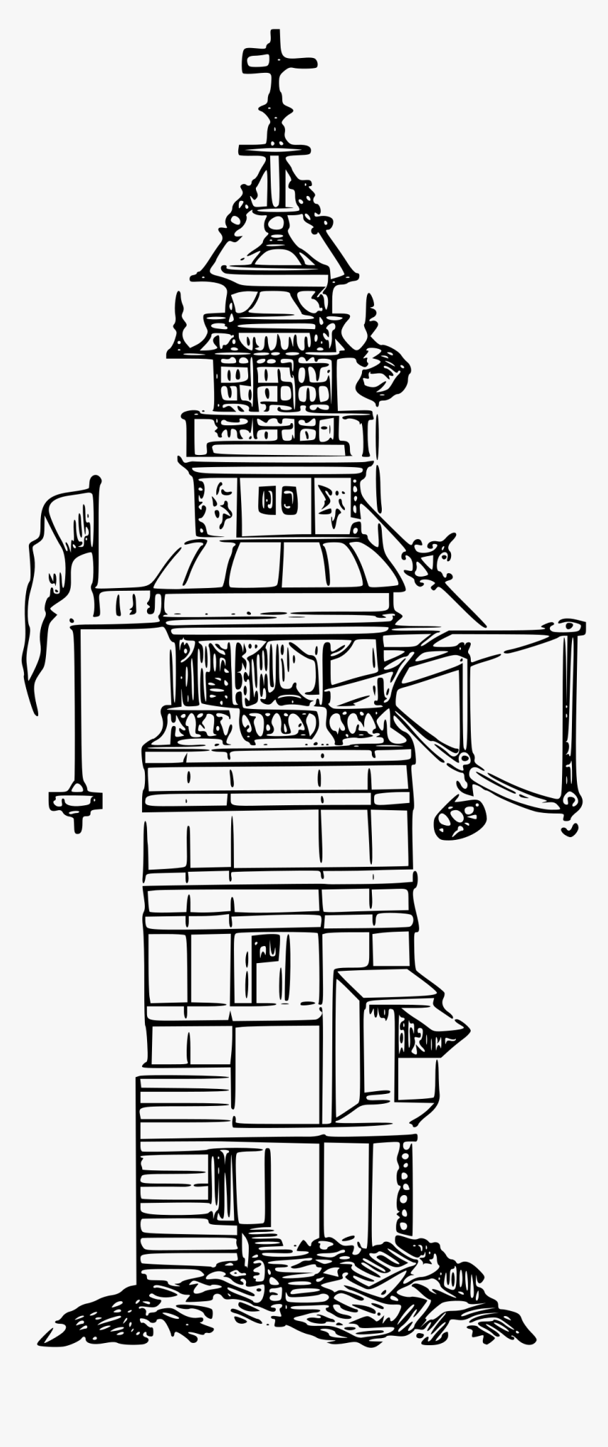 Old Lighthouse 2 Clip Arts - Line Art, HD Png Download