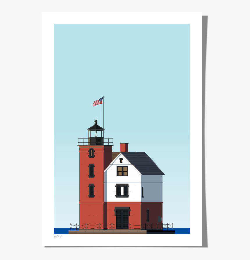 Rkr Print Roundislandlighthouse - Round Island Light, HD Png Download