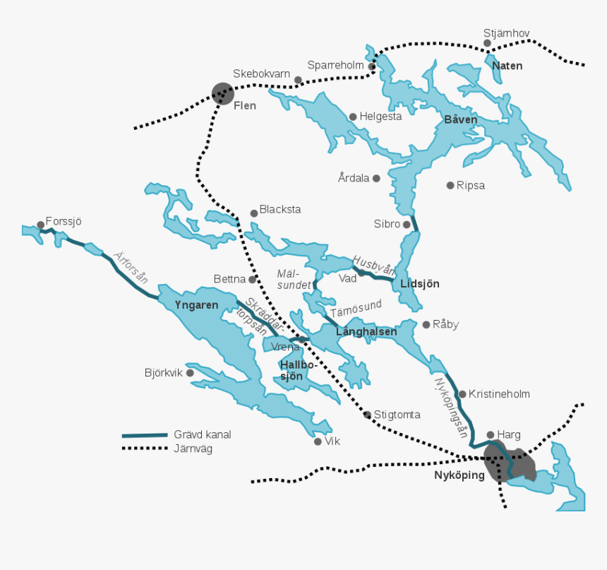Map Lane Yngaren Lake Sea Ecoregion Clipart - Atlas, HD Png Download