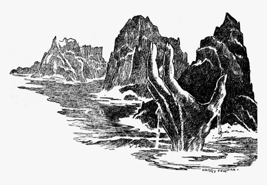 Weirdtalesv36n02pg030 The Spirits Of The Lake - Emerging From Water Drawing, HD Png Download