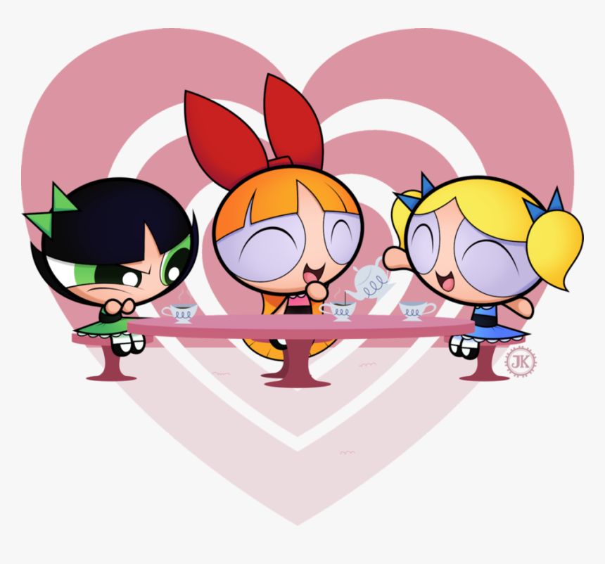 Powerpuff Girls During Tea Party - Powerpuff Girls Tea Party, HD Png Download