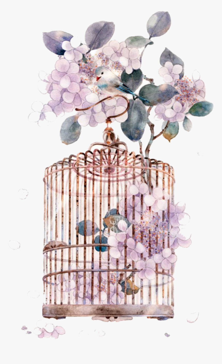 Art Chinese Cage Watercolor Miyou Asian Painting Clipart - Watercolor Painting, HD Png Download