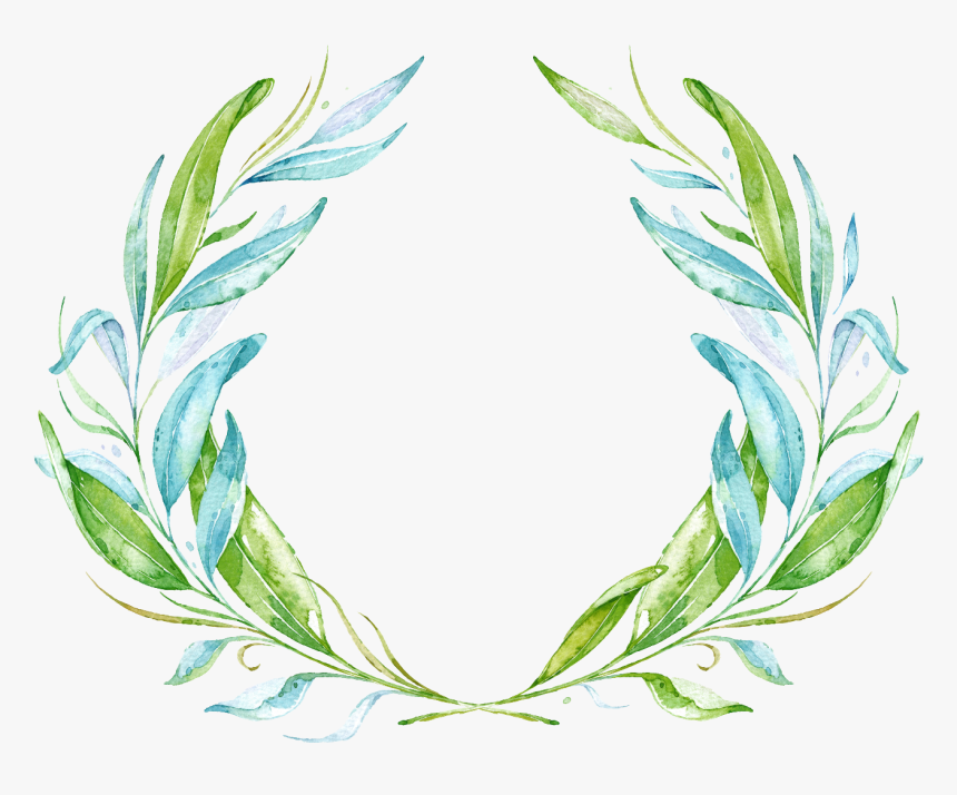 Transparent Greenery Clipart - Watercolor Frame Leaves Png, Png Download