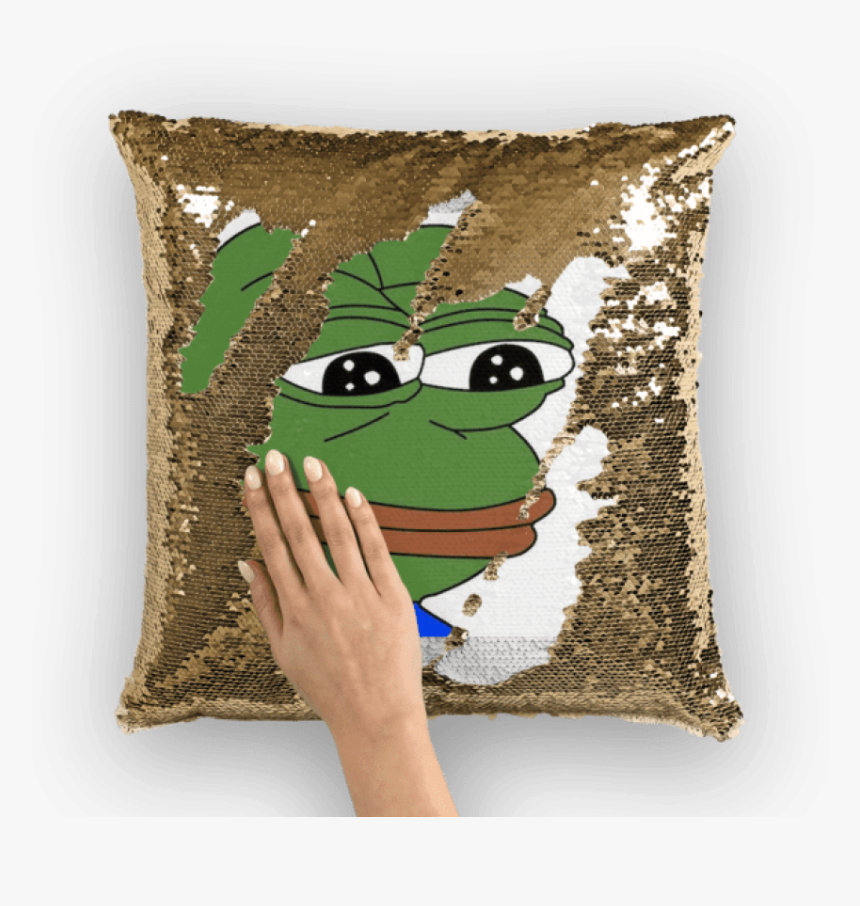 Sad Frog Square Sticker - Sequin Pillow, HD Png Download