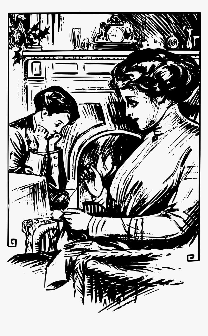 Sad Boy And Mother Clip Arts - Dibujo De Mujer Cosiendo, HD Png Download