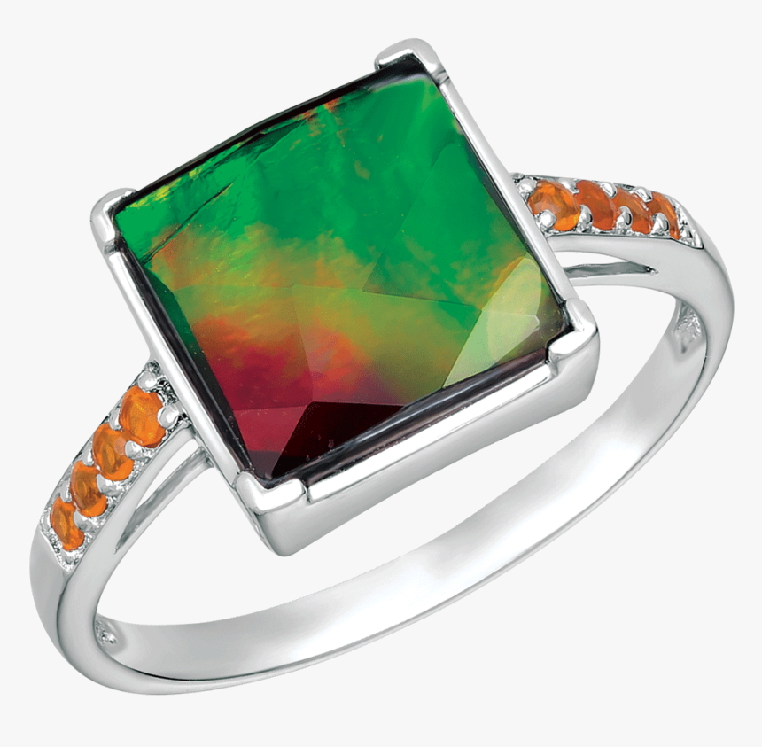 Kaya Sterling Silver Fire Opal Ring By Korite Ammolite - Pre-engagement Ring, HD Png Download