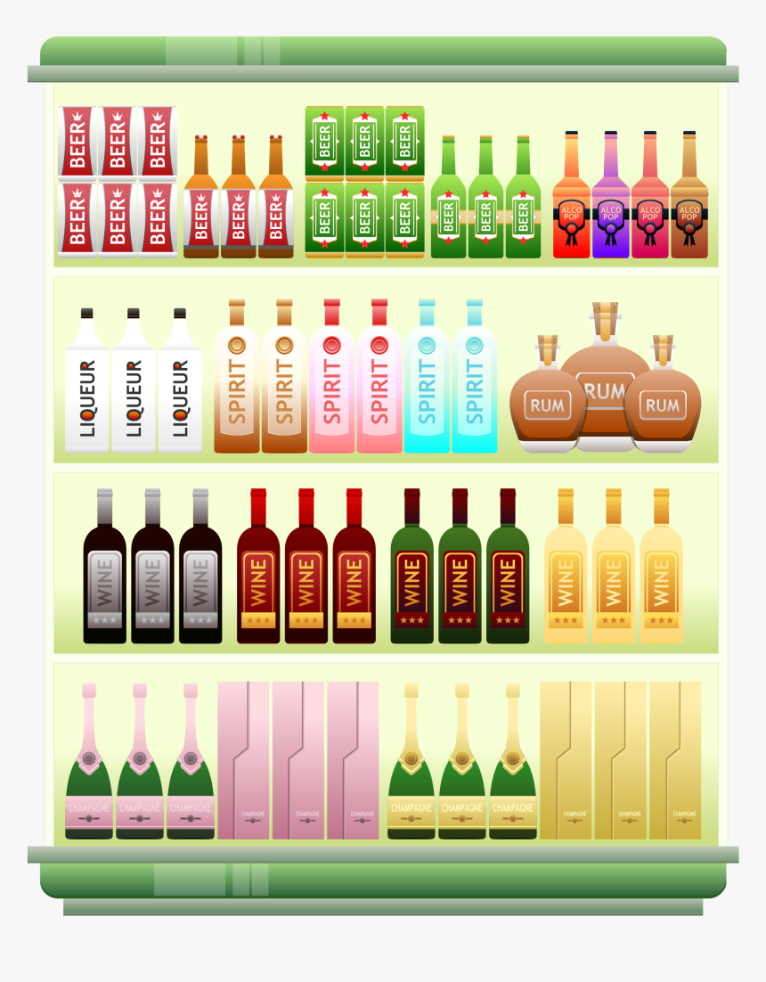 Supermarket Shelf, Liquor, Alcohol, Spirits, Beer, - Drinks Clipart Supermarket, HD Png Download