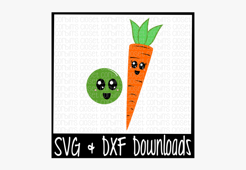 Free Kawaii Peas And Carrots * Kawaii Pair Cutting - Cartoon, HD Png Download