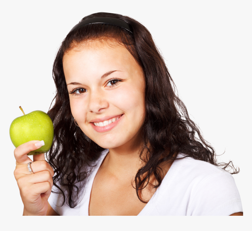 Png Woman Apple - Girl Happy Eating Apple, Transparent Png