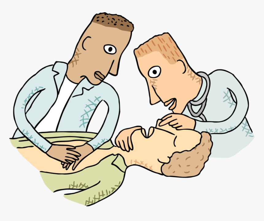 Vector Illustration Of Person Receiving Mouth To Mouth - Mouth To Mouth Resuscitation Cartoon, HD Png Download