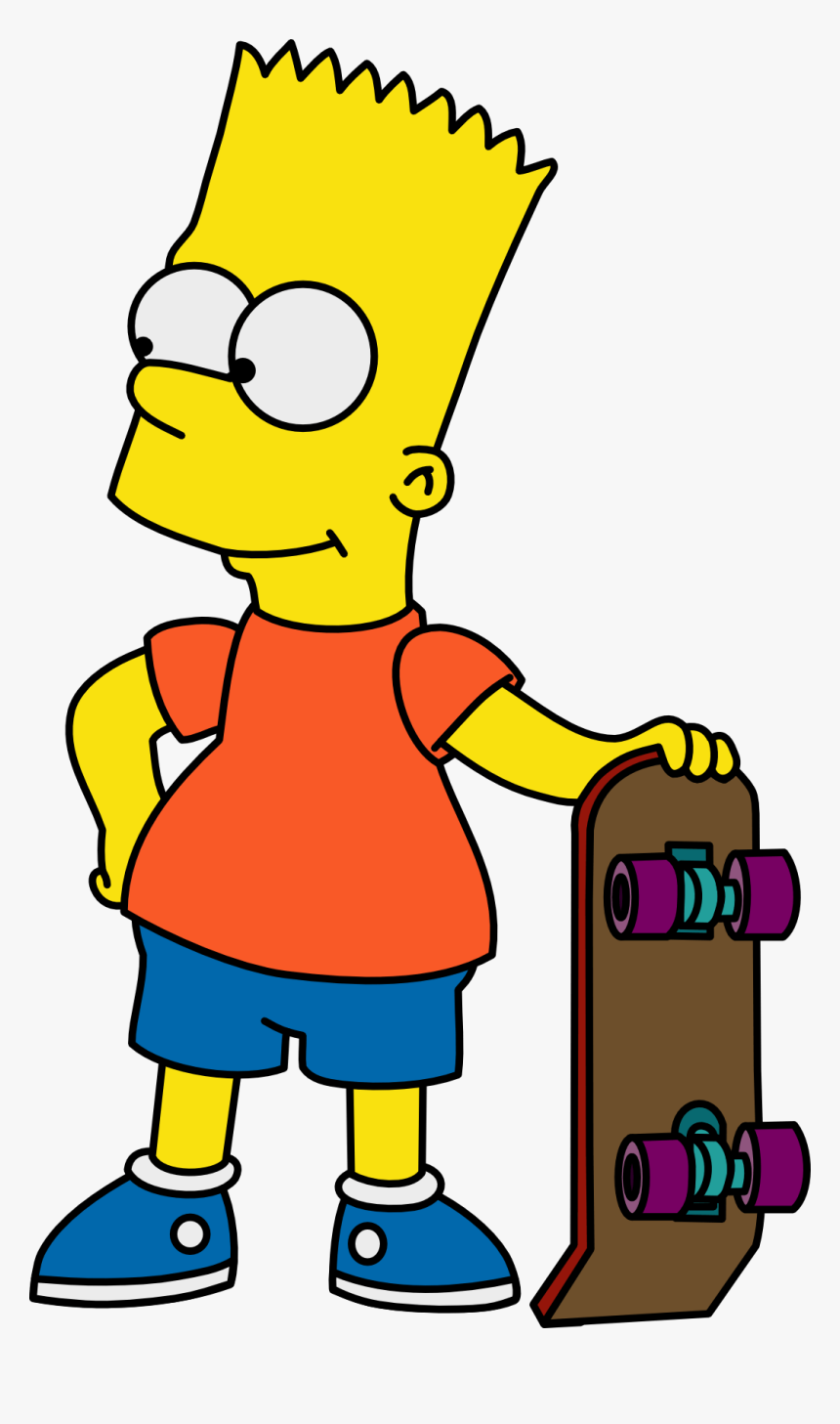 Bart Simpson Skateboard - Bart Simpson With Skateboard, HD Png Download