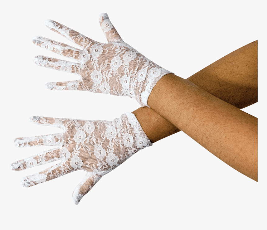 White Lace Gloves - Leather, HD Png Download