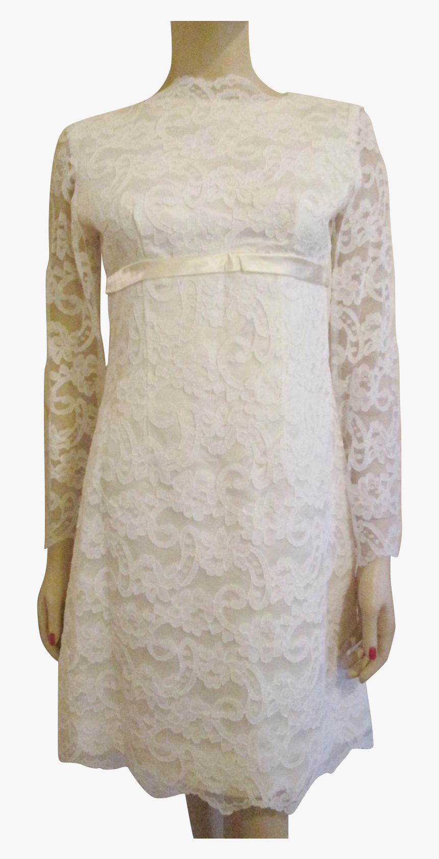 Mod White Lace Dress Vintage 1960s Wedding Party Womens - Lace, HD Png Download
