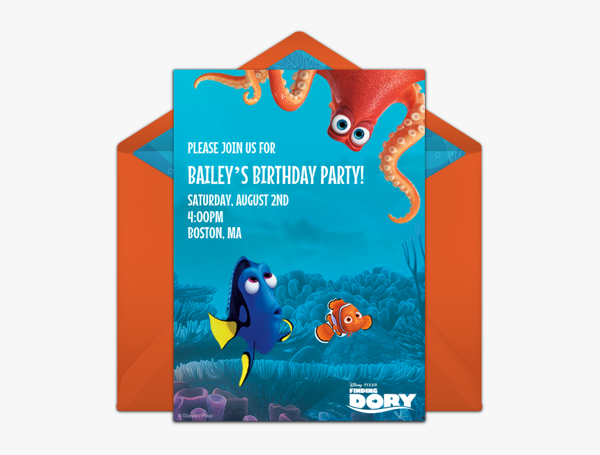 Finding Dory Birthday Invitations Template, HD Png Download