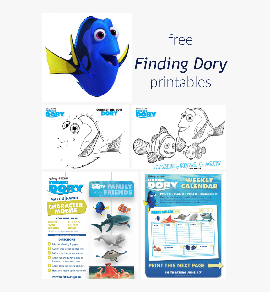 Finding Dory Collage - Finding Dory Movie Worksheet, HD Png Download