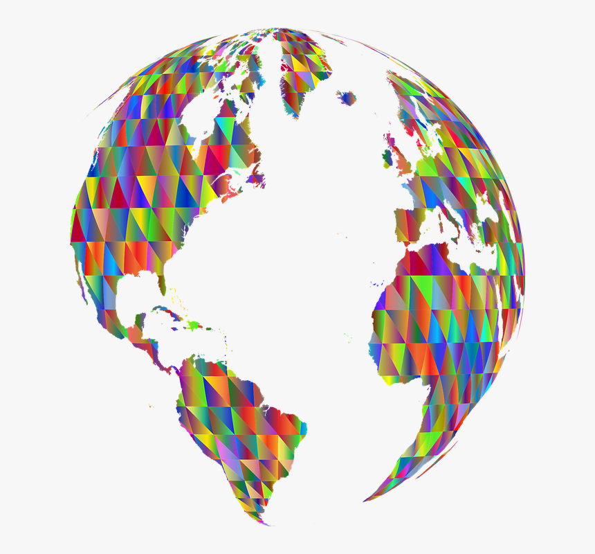 Earth, World, Sphere, Globe, 3d, Orb, Ball, Low Poly - World Globe Black And White, HD Png Download