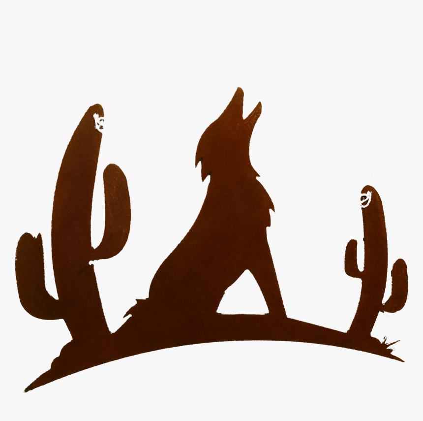 Howling Coyote With Cactus Larger Image Clipart , Png - Clip Art, Transparent Png