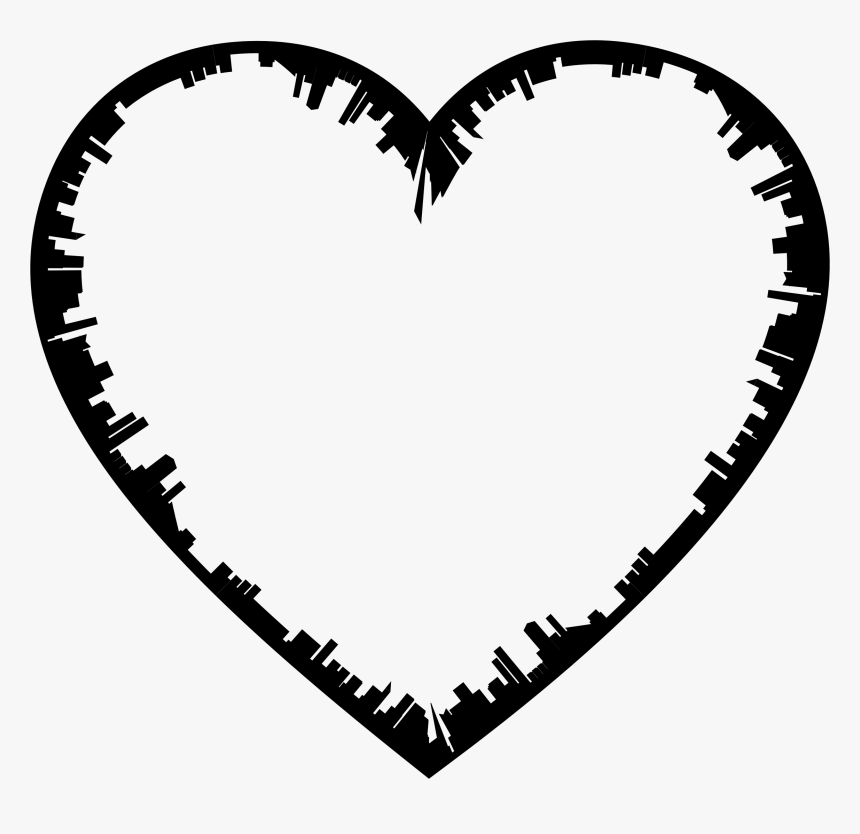 Heart Silhouette Skyline Clip Art - Clip Art Silhouette Heart, HD Png Download