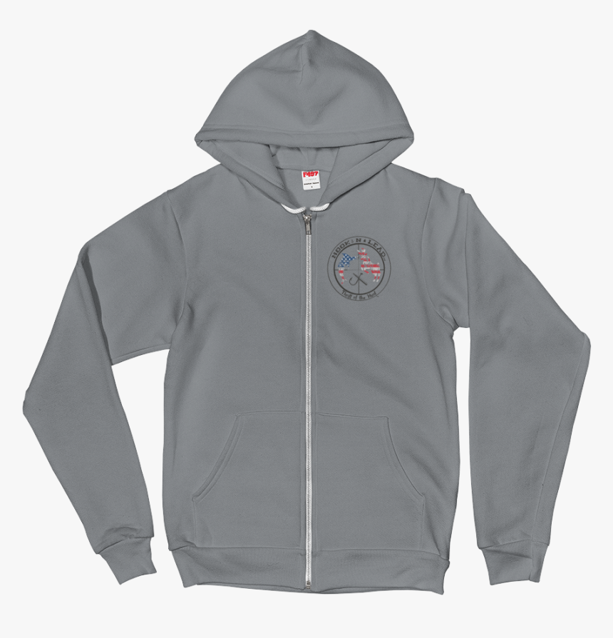 Grey Poly-cotton Blend Hoodie Zip Up Sweater - Hoodie, HD Png Download