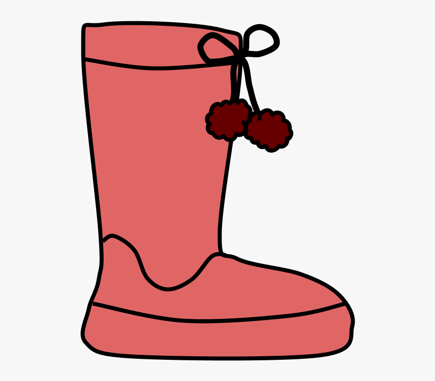 Boots, Pom-poms, Snow, Rain, Pink, Red - Snow Boot, HD Png Download