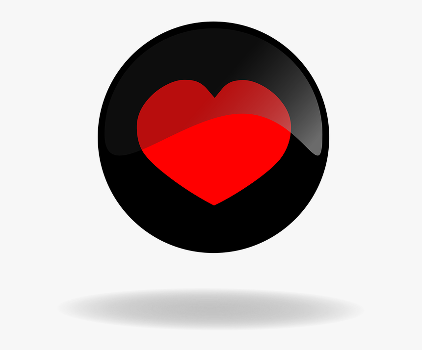 Black Button, Button, Heart Button, Heart, Black, Red - Trái Tim Màu Đen, HD Png Download