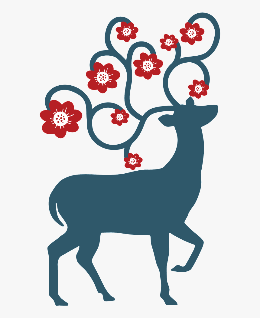 Hand Painted Sika Deer Silhouette Transparent - Christmas Day, HD Png Download