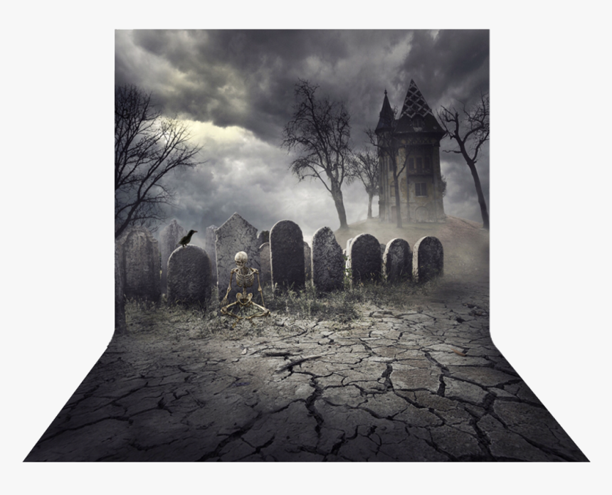 #halloween #graveyard #cemetary #freetoedit - Spooky Church And Graveyard, HD Png Download