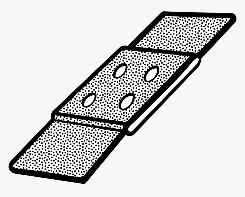 Adhesive Bandage, Bandage, Injuries, Plaster, Sticking - Large Adhesive Bandages Black And White, HD Png Download